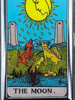 Moon Tarot Cigarette Case With Built In Butane lighter